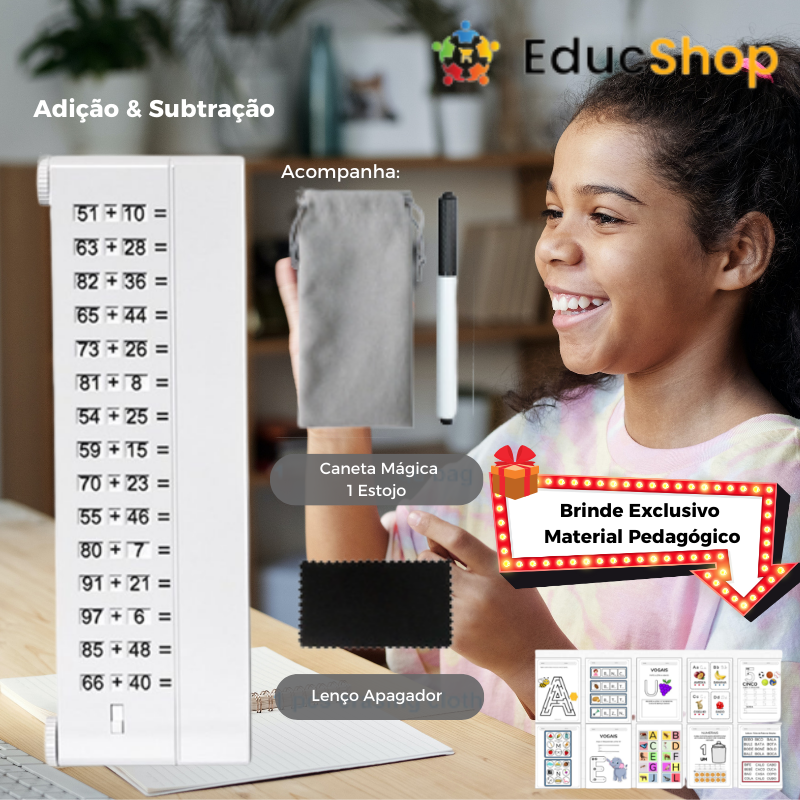 Tablet Matemático - Todas Operações (Acompanha Estojo + Caneta + Brinde)
